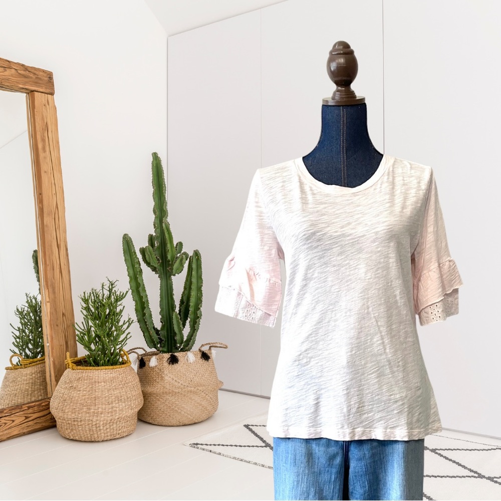 Dylan Celia Short Eyelet Tiered Sleeve Top